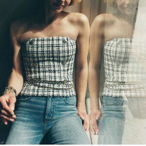 nwt white house black market tweed bustier button detail 14 (with straps)